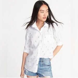 Old Navy White Shirt with Cactus Pattern
